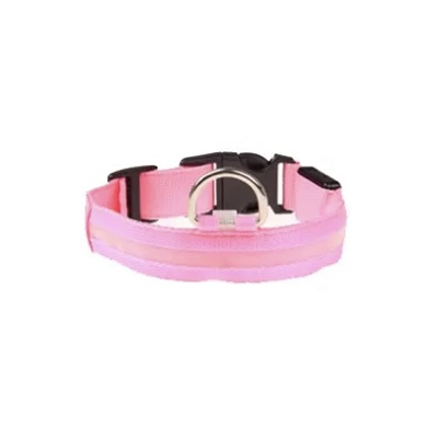 Pink Hundehalsbånd med lys - Medium