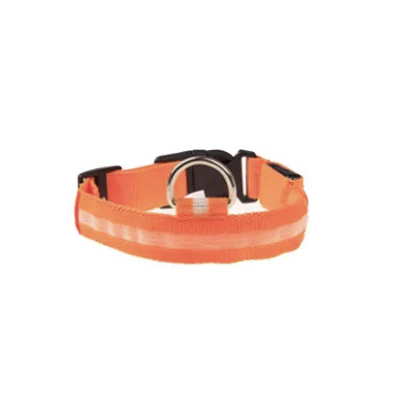 Orange Hundehalsbånd med lys - Medium
